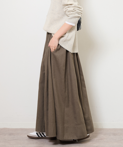 セール】ウォッシャブルブラッシュイージーフレアスカート（スカート