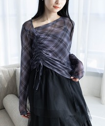 clear（クリア）の「チェック柄シアードロストトップス［韓国ファッション カジュアル レイヤード］≪AW新作≫（Tシャツ/カットソー）」