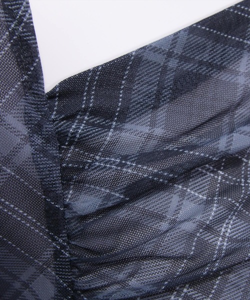 CLEAR BASIC（クリアベーシック）の「チェック柄シアードロストトップス［韓国ファッション カジュアル レイヤード］（Tシャツ/カットソー・レディース・ブラウン/ブラック・F）」の10枚目の写真