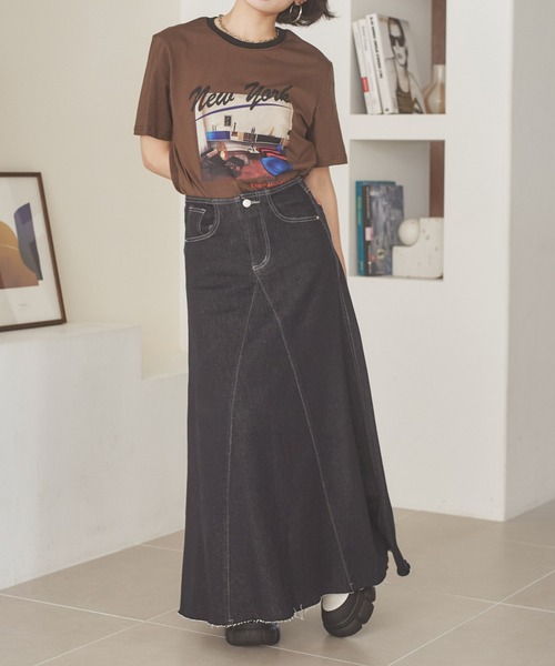 LAULEN（ローレン）の「denim flare long skirt /デニムフレアロングスカート（デニムスカート・レディース・ネイビー・M/S）」の5枚目の写真