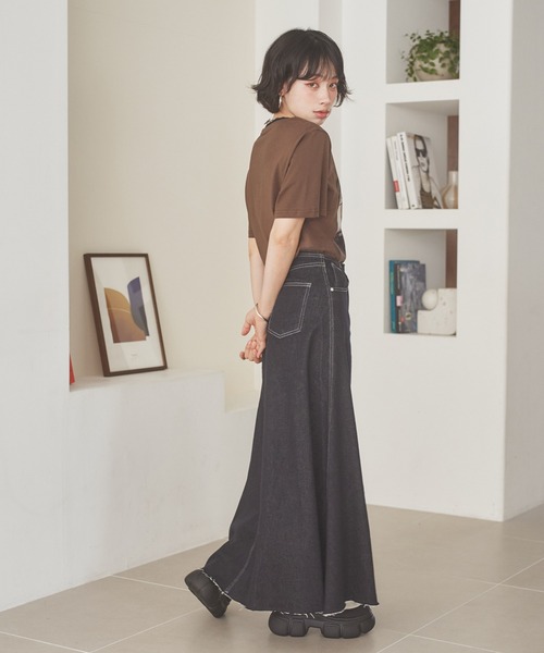LAULEN（ローレン）の「denim flare long skirt /デニムフレアロングスカート（デニムスカート・レディース・ネイビー・M/S）」の6枚目の写真