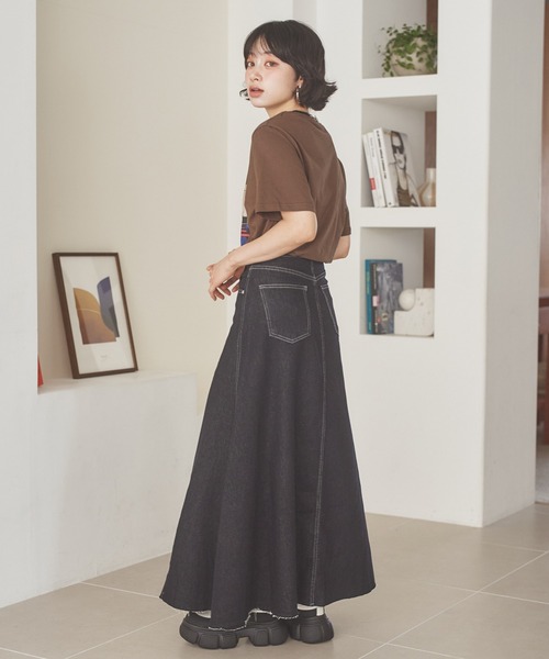 LAULEN（ローレン）の「denim flare long skirt /デニムフレアロングスカート（デニムスカート・レディース・ネイビー・M/S）」の7枚目の写真