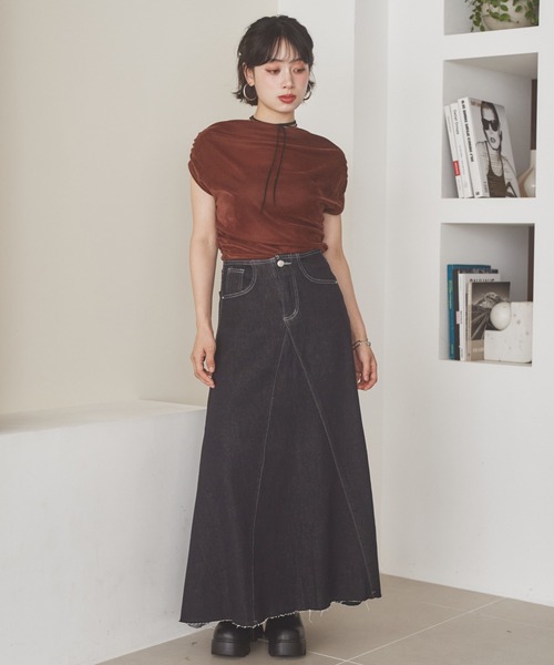 LAULEN（ローレン）の「denim flare long skirt /デニムフレアロングスカート（デニムスカート・レディース・ネイビー・M/S）」の9枚目の写真
