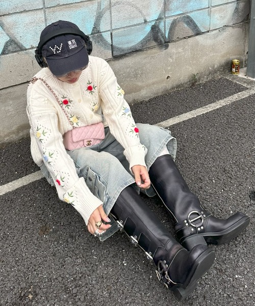 Alley Tokyo(アリートーキョー)の「古着っぽな花BIGカーデ(カーディガン/ボレロ・レディース・オフホワイト/レッド・FREE)」の10枚目の写真