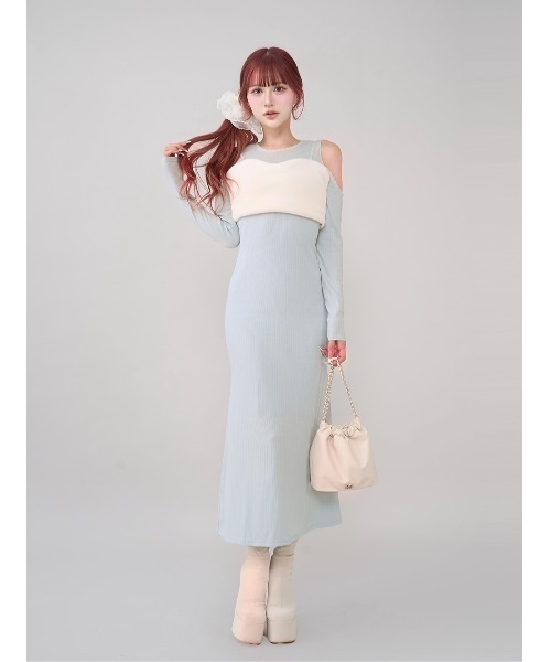 ダーリッチ ワンピース ファーワンピース オフショルファーニットロングワンピース – Darich