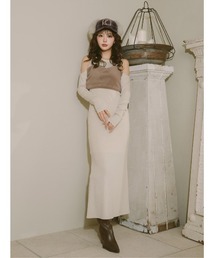 ダーリッチ　darich レディース服　ワンピース ダーリッチ Darich ロゴレザーニットミニワンピース （ブラック