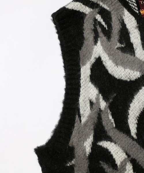 TOWNCRAFT（タウンクラフト）の「TOWNCRAFT / タウンクラフト SHAGGY PATTERN ZIP VEST シャギーニット ジップアップベスト（ベスト・メンズ・ブラック/その他1/レオパード・MEDIUM/X-SMALL/LARGE）」の12枚目の写真