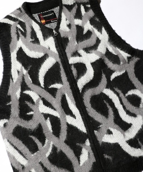 TOWNCRAFT（タウンクラフト）の「TOWNCRAFT / タウンクラフト SHAGGY PATTERN ZIP VEST シャギーニット ジップアップベスト（ベスト・メンズ・ブラック/その他1/レオパード・MEDIUM/X-SMALL/LARGE）」の11枚目の写真