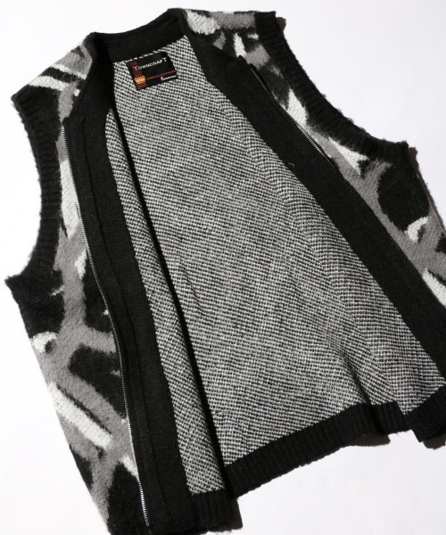 TOWNCRAFT（タウンクラフト）の「TOWNCRAFT / タウンクラフト SHAGGY PATTERN ZIP VEST シャギーニット ジップアップベスト（ベスト・メンズ・ブラック/その他1/レオパード・MEDIUM/X-SMALL/LARGE）」の10枚目の写真