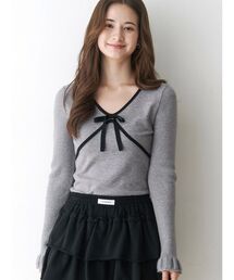 バイカラーリボンニット