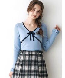 CALNAMUR | バイカラーリボンニット(ニット/セーター)