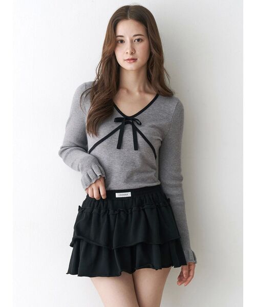 CALNAMUR（カルナムール）の「バイカラーリボンニット（ニット/セーター・レディース・ブラック/ライトブルー/グレー・FREE）」の12枚目の写真