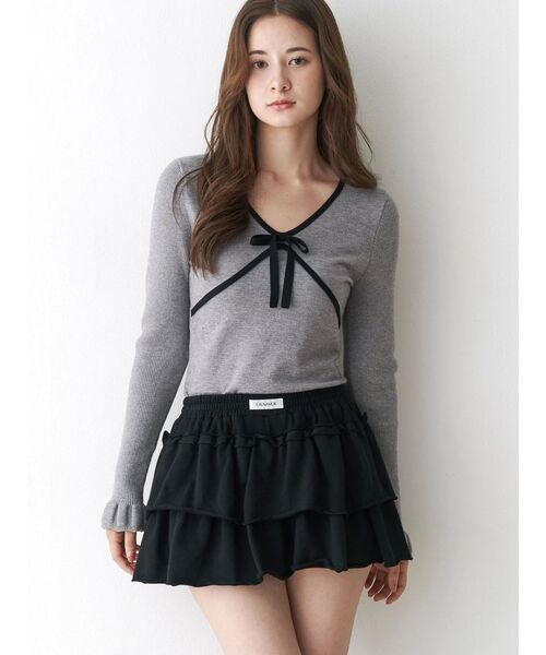 CALNAMUR（カルナムール）の「バイカラーリボンニット（ニット/セーター・レディース・ブラック/ライトブルー/グレー・FREE）」の14枚目の写真