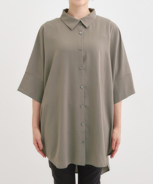 SHOO・LA・RUE（シューラルー）の「【S-LL/体型カバー】気になる部分を隠したい大人のバックギャザーチュニック（チュニック・レディース・ネイビー/オレンジ/ダークブラウン・04/03/02/01）」の16枚目の写真