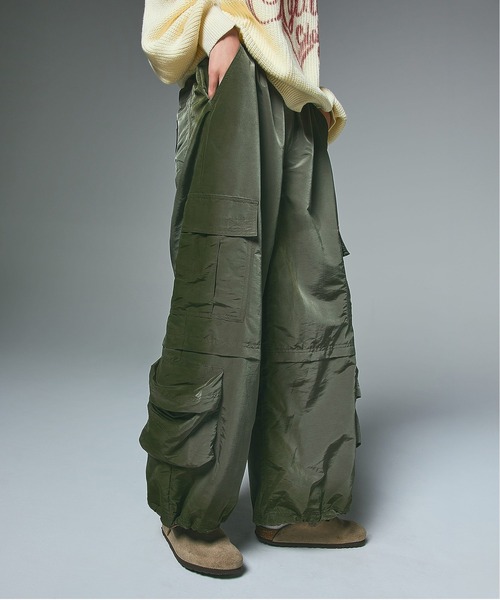 X-girl（エックスガール）の「FADED WIDE LEG CARGO PANTS（カーゴパンツ・レディース・ブラック/オリーブ・S/M）」の3枚目の写真