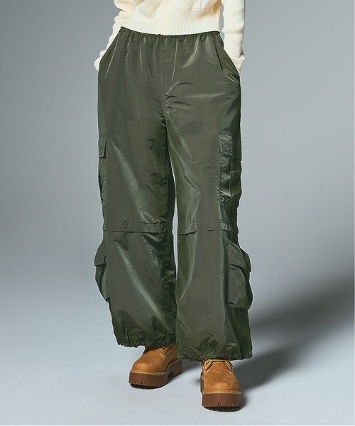 X-girl（エックスガール）の「FADED WIDE LEG CARGO PANTS（カーゴパンツ・レディース・ブラック/オリーブ・S/M）」の5枚目の写真