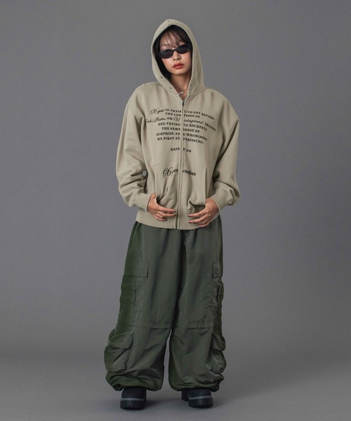 X-girl（エックスガール）の「FADED WIDE LEG CARGO PANTS（カーゴパンツ・レディース・ブラック/オリーブ・S/M）」の10枚目の写真