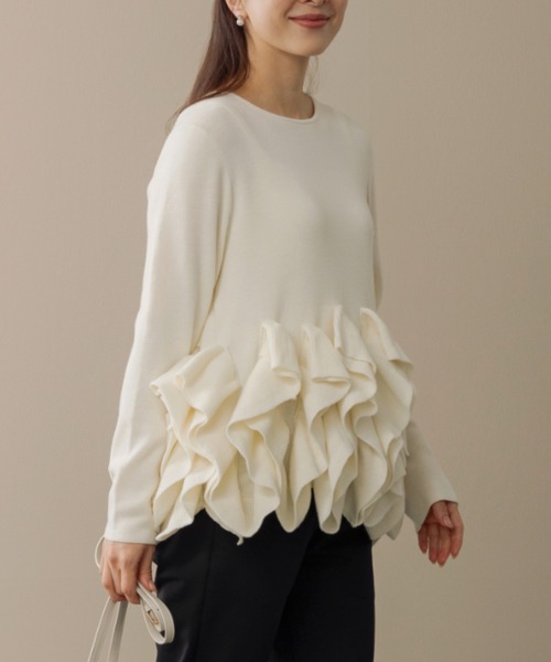 Sono（ソーノ）の「ご自宅でお洗濯可能【SONO/ソーノ】ﾌﾘﾙﾌﾙﾆｯﾄﾌﾟﾙｵｰﾊﾞｰ（ニット/セーター・レディース・ブルー系その他2/ブラック/ホワイト・F）」の13枚目の写真