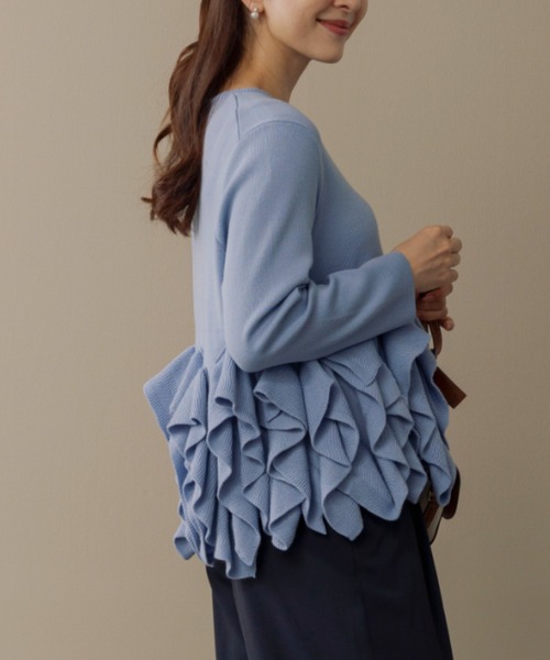 Sono（ソーノ）の「ご自宅でお洗濯可能【SONO/ソーノ】ﾌﾘﾙﾌﾙﾆｯﾄﾌﾟﾙｵｰﾊﾞｰ（ニット/セーター・レディース・ブルー系その他2/ブラック/ホワイト・F）」の17枚目の写真