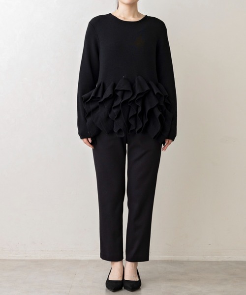 Sono（ソーノ）の「ご自宅でお洗濯可能【SONO/ソーノ】ﾌﾘﾙﾌﾙﾆｯﾄﾌﾟﾙｵｰﾊﾞｰ（ニット/セーター・レディース・ブルー系その他2/ブラック/ホワイト・F）」の4枚目の写真