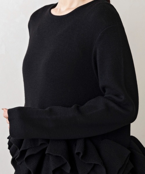 Sono（ソーノ）の「ご自宅でお洗濯可能【SONO/ソーノ】ﾌﾘﾙﾌﾙﾆｯﾄﾌﾟﾙｵｰﾊﾞｰ（ニット/セーター・レディース・ブルー系その他2/ブラック/ホワイト・F）」の9枚目の写真