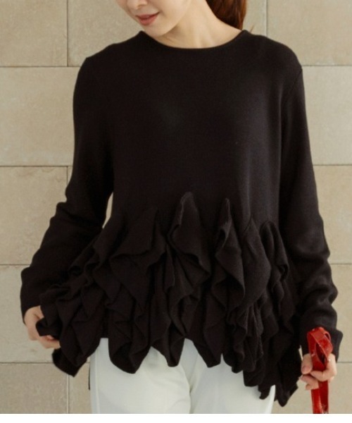 Sono（ソーノ）の「ご自宅でお洗濯可能【SONO/ソーノ】ﾌﾘﾙﾌﾙﾆｯﾄﾌﾟﾙｵｰﾊﾞｰ（ニット/セーター・レディース・ブルー系その他2/ブラック/ホワイト・F）」の20枚目の写真