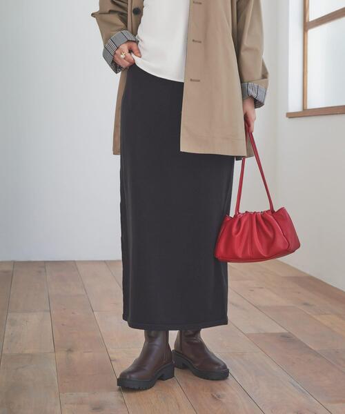 URBAN RESEARCH DOORS（アーバンリサーチドアーズ）の「『仁村紗和さん着用』『UR TECH 200日ニット』ストレートスカート（スカート・レディース・ブラック/モカ・MEDIUM）」の2枚目の写真