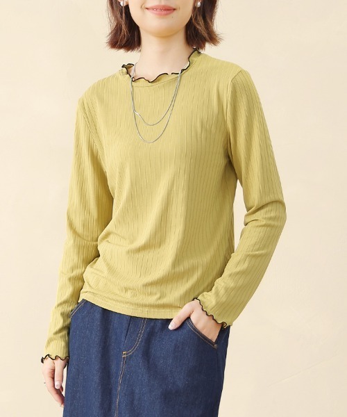 ReRe(リリ)の「選べる2TYPE!ラウンドネックリブカットソー(Tシャツ/カットソー・レディース・ブラック/グレー系その他/ブルー系その他2/イエロー系その他/グレー/ブルー/オフホワイト/ブラック系その他/ホワイト系その他/ネイビー/イエロー/ブルー系その他・MEDIUM/LARGE/X-LARGE)」の12枚目の写真