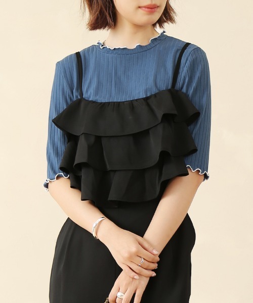 ReRe(リリ)の「選べる2TYPE!ラウンドネックリブカットソー(Tシャツ/カットソー・レディース・ブラック/グレー系その他/ブルー系その他2/イエロー系その他/グレー/ブルー/オフホワイト/ブラック系その他/ホワイト系その他/ネイビー/イエロー/ブルー系その他・MEDIUM/LARGE/X-LARGE)」の8枚目の写真