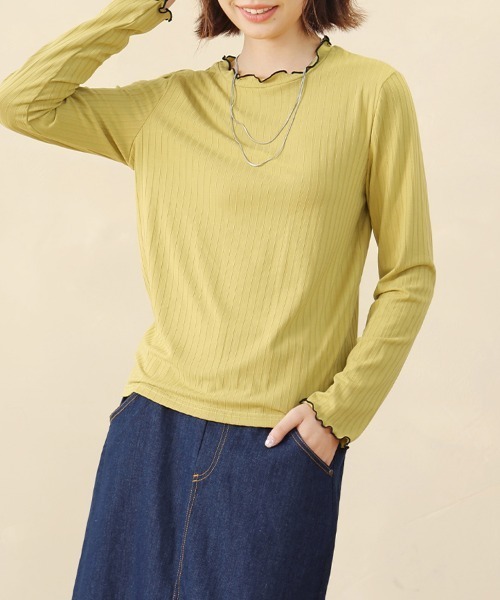 ReRe(リリ)の「選べる2TYPE!ラウンドネックリブカットソー(Tシャツ/カットソー・レディース・ブラック/グレー系その他/ブルー系その他2/イエロー系その他/グレー/ブルー/オフホワイト/ブラック系その他/ホワイト系その他/ネイビー/イエロー/ブルー系その他・MEDIUM/LARGE/X-LARGE)」の15枚目の写真