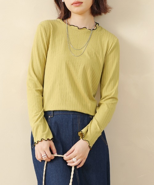 ReRe(リリ)の「選べる2TYPE!ラウンドネックリブカットソー(Tシャツ/カットソー・レディース・ブラック/グレー系その他/ブルー系その他2/イエロー系その他/グレー/ブルー/オフホワイト/ブラック系その他/ホワイト系その他/ネイビー/イエロー/ブルー系その他・MEDIUM/LARGE/X-LARGE)」の16枚目の写真