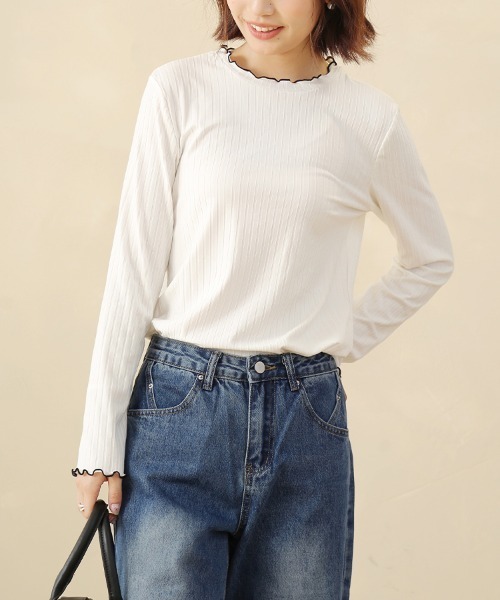 ReRe(リリ)の「選べる2TYPE!ラウンドネックリブカットソー(Tシャツ/カットソー・レディース・ブラック/グレー系その他/ブルー系その他2/イエロー系その他/グレー/ブルー/オフホワイト/ブラック系その他/ホワイト系その他/ネイビー/イエロー/ブルー系その他・MEDIUM/LARGE/X-LARGE)」の19枚目の写真