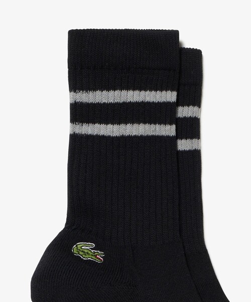 LACOSTE（ラコステ）の「足底パイルラインソックス（ソックス/靴下・メンズ・ネイビー/ホワイト×ブラック/ブラック・27.0cm）」の5枚目の写真