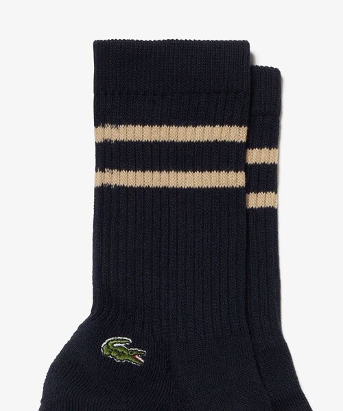 LACOSTE（ラコステ）の「足底パイルラインソックス（ソックス/靴下・メンズ・ネイビー/ホワイト×ブラック/ブラック・27.0cm）」の10枚目の写真
