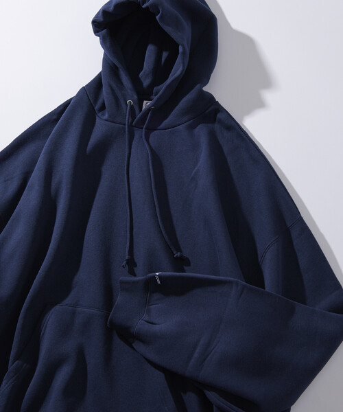FREAK'S STORE（フリークスストア）の「限定展開 CHOW DOWN/チャウダウン スーパーワイドシルエット ワンポイント刺繍 プルオーバー パーカー（パーカー・メンズ・アッシュグレー/ネイビー/スミクロ/グレイッシュベージュ・SMALL/MEDIUM/LARGE）」の13枚目の写真