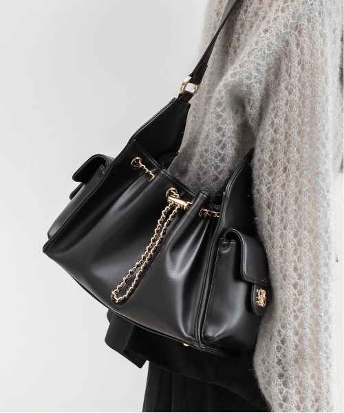 RANDA（ランダ）の「巾着デザインショルダーバッグ（ショルダーバッグ・レディース・アイボリー/ブラック・FREE）」の8枚目の写真