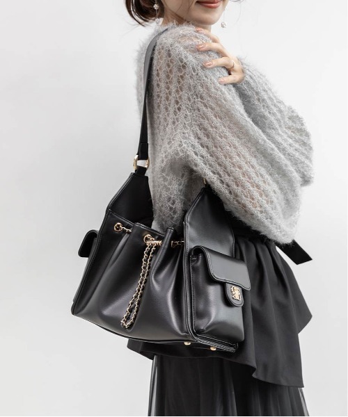 RANDA（ランダ）の「巾着デザインショルダーバッグ（ショルダーバッグ・レディース・アイボリー/ブラック・FREE）」の9枚目の写真