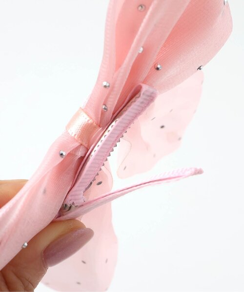 apres les cours（アプレレクール）の「ビジュー付きチュールヘアクリップ（バレッタ/ヘアクリップ・キッズ・ピンク/ラベンダー/オフホワイト・FREE）」の12枚目の写真