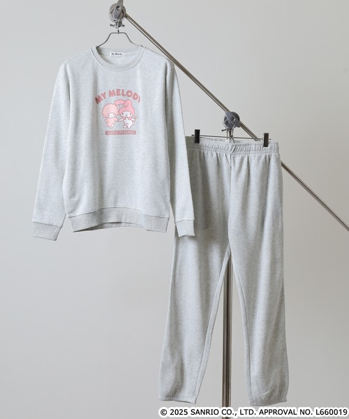 sanrio（サンリオ）の「サンリオキャラクターズ裏起毛上下セット（ルームウェア/パジャマ・メンズ・ネイビー/ピンクベージュ/アイボリー系/オートミール/ネイビー系/ホワイト×ピンク/ブラック系/ピンク系/ダークラベンダー/ブラック/ピンク系その他/杢グレー/ホワイト×グリーン/ブラック系1/ネイビー系1/ホワイト×ブラウン・L/LL/M）」の9枚目の写真