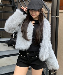 ジャケット/アウター（グレー/灰色系・フェイクファー）ファッション