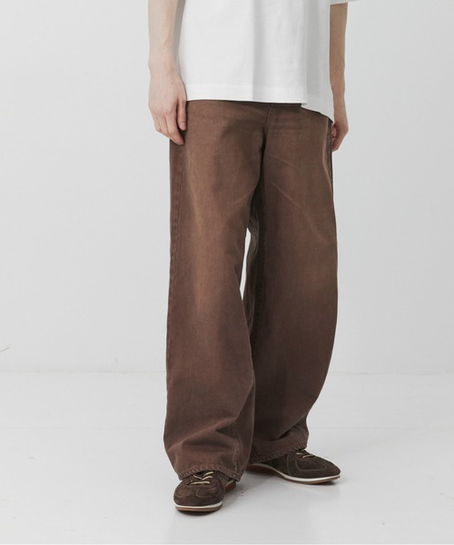 PUBLIC TOKYO(パブリックトウキョウ)の「PUBLIC DENIM リラックスワイドストレートデニム /日本製/岡山デニム/ブリーチ/オーバーダイ/セットアップ(デニムパンツ・メンズ・ピンクベージュ/ダークブラウン・1/2/3)」の9枚目の写真