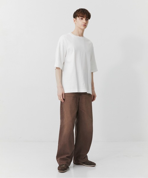 PUBLIC TOKYO(パブリックトウキョウ)の「PUBLIC DENIM リラックスワイドストレートデニム /日本製/岡山デニム/ブリーチ/オーバーダイ/セットアップ(デニムパンツ・メンズ・ピンクベージュ/ダークブラウン・1/2/3)」の14枚目の写真