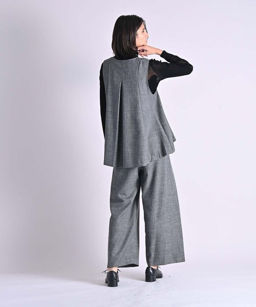 RAW FUDGE(ローファッジ)の「ウエストタックワイドパンツ(スラックス・レディース・ブラウン/グレー・M)」の8枚目の写真