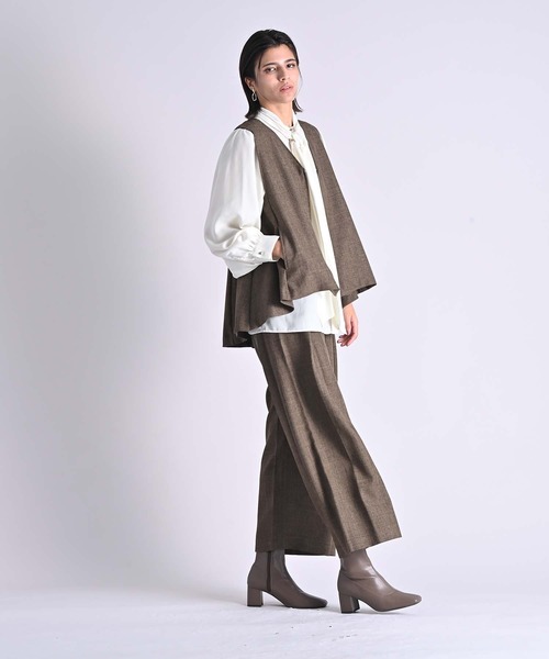 RAW FUDGE(ローファッジ)の「ウエストタックワイドパンツ(スラックス・レディース・ブラウン/グレー・M)」の14枚目の写真