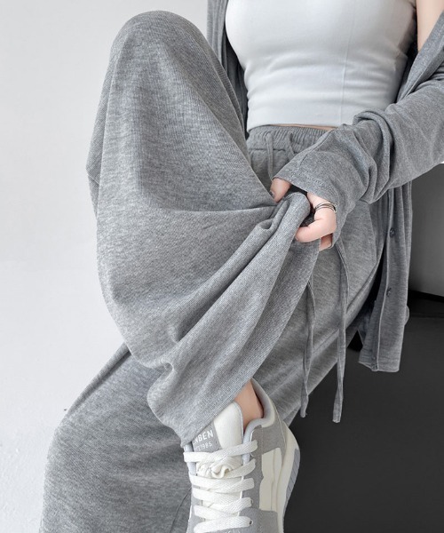 shoppinggo（ショッピングゴー）の「ワイドパンツ レディース ストレート ジョガーパンツ ズボン ゆったり リラックスパンツ ボトムス スポーツウェア（その他パンツ・レディース・グレー/ブラック/ライトグレー/ベージュ・L）」の12枚目の写真