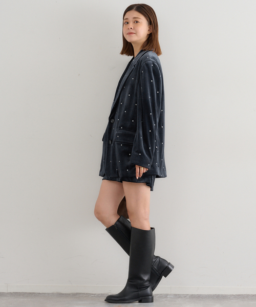 U by SPICK&SPAN(ユーバイスピックアンドスパン)の「ドット刺繍ベロアジャケット(テーラードジャケット・レディース・ネイビー・36/38)」の11枚目の写真