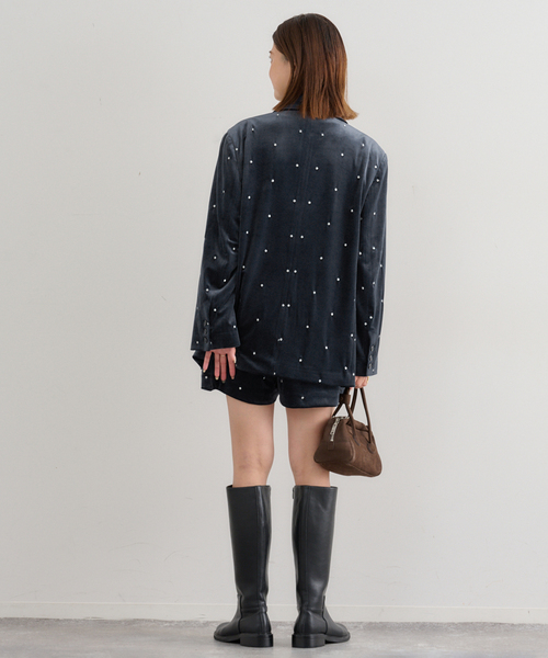 【6万円】Diagram イタリアベロア　ドットデザインジャケット ドット刺繍ベロアジャケット（テーラードジャケット）｜U by