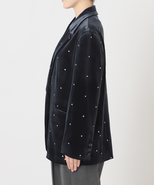 ドット刺繍ベロアジャケット（テーラードジャケット）｜U by