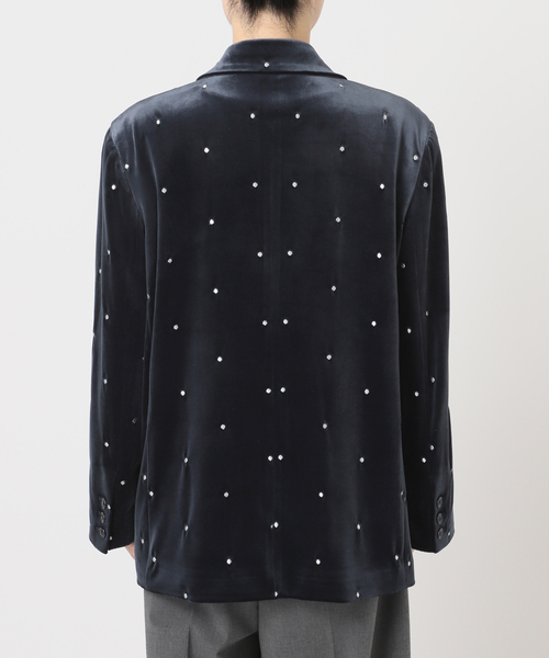 ドット刺繍ベロアジャケット（テーラードジャケット）｜U by