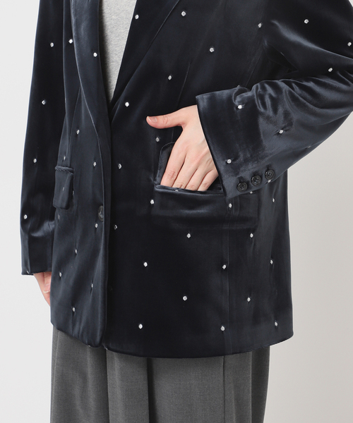 【6万円】Diagram イタリアベロア　ドットデザインジャケット ドット刺繍ベロアジャケット（テーラードジャケット）｜U by